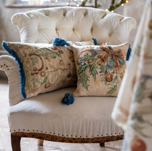 CUSCINO STAMPATO E RICAMATO "INTRECCI DI SOGNO"