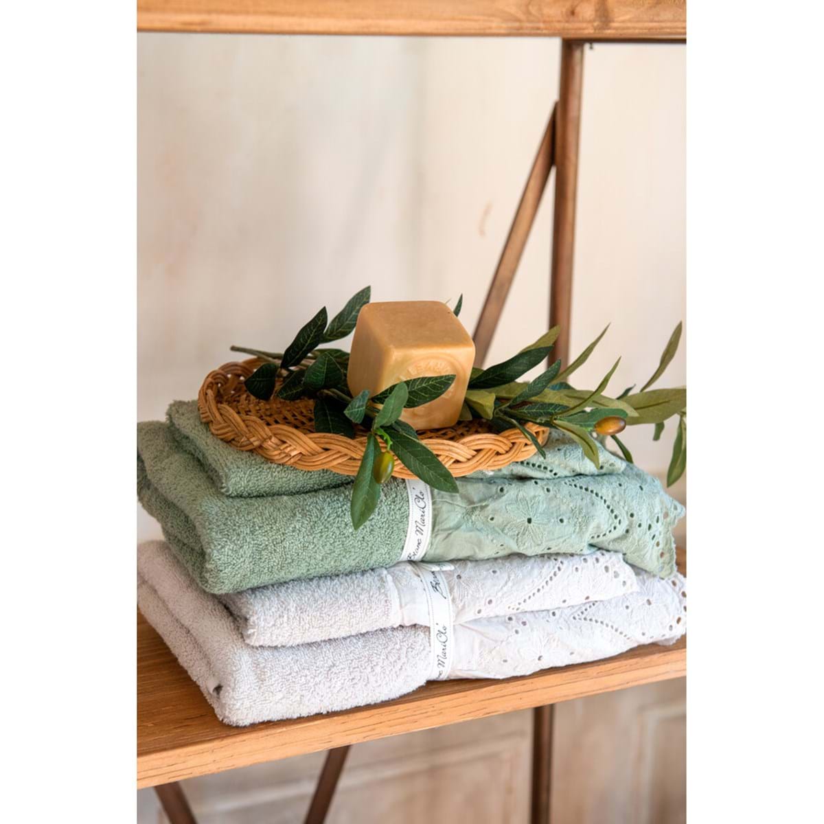 SET 2 ASCIUGAMANI "FIOR DI SANGALLO" 40X60cm + 60X110cm