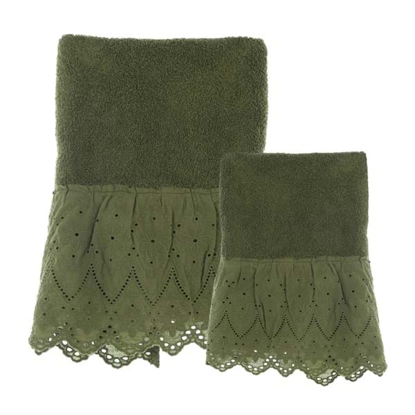 COPPIA ASCIUGAMANO + OSPITE SANGALLO TINTO CAPO 450GSM “FIOR DI SANGALLO”