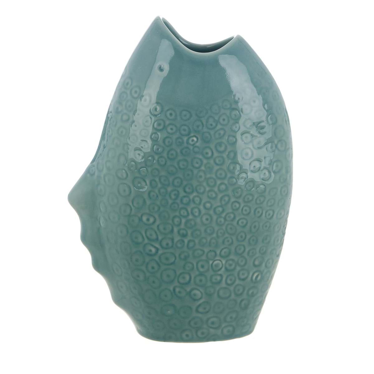 VASO DECORATIVO PESCE "ONDE CERULEE" BLANC MARICLO' - 21 x 9 x 30 cm