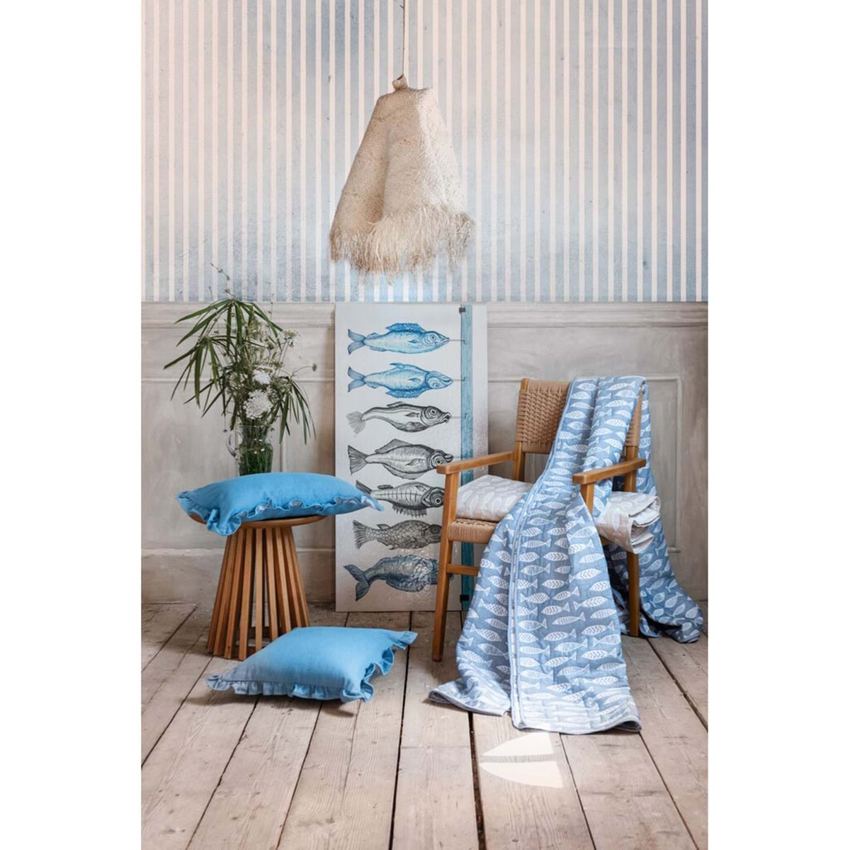 CUSCINO DENIM CON GALA 4CM "VISTA MARE" di BLANC MARICLO'