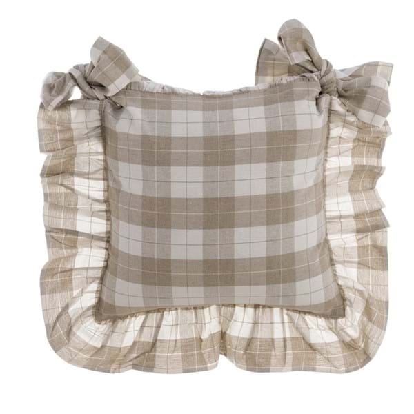 COPRI CUSCINO CON GALA 10CM "QUADRI DI COTONE" - Blanc Mariclo Arredamento Italiano Shabby Chic - Foto 1