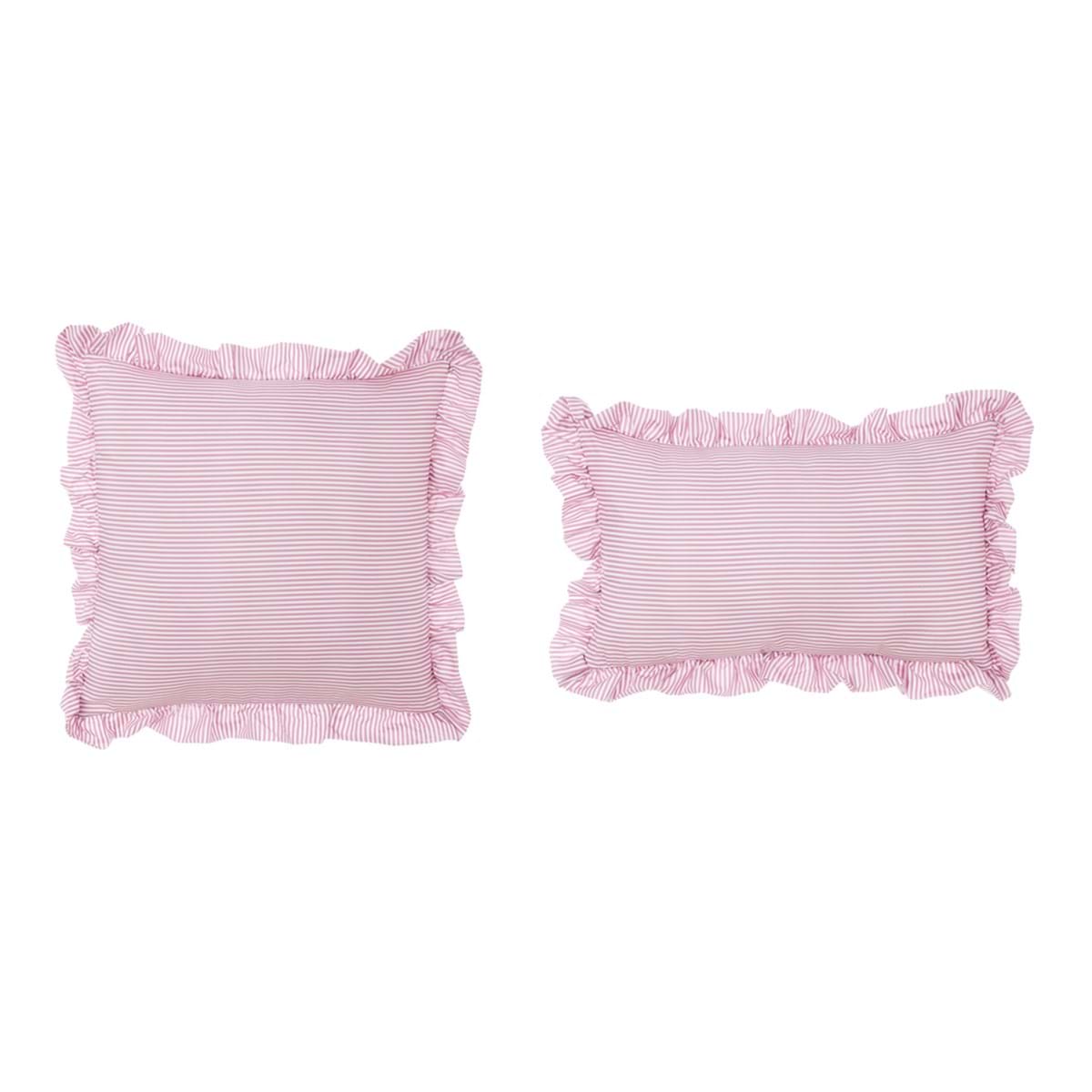 SET 2 CUSCINI CON GALA ASSORTITO 30X50 45X45 "SOGNO VICHY" BLANC MARICLO' - Colore Rosa