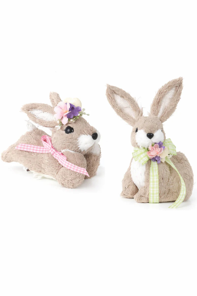 CONIGLIO PASQUALE "LEI" CON DECORO FLOREALE H. 16X10 cm.