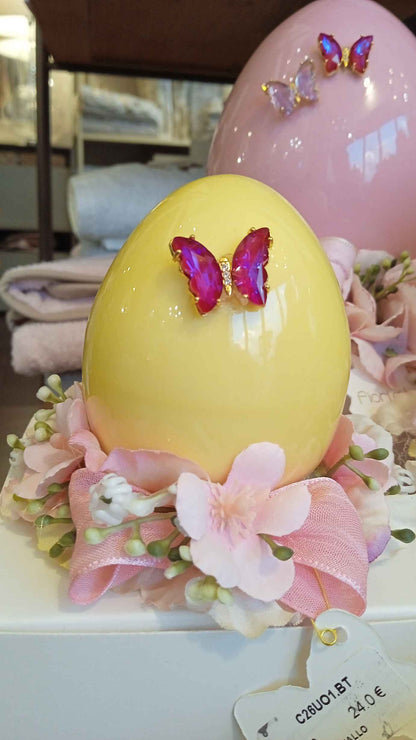 UOVO CERAMICA C/DECORO FLOREALE H.10 CM.