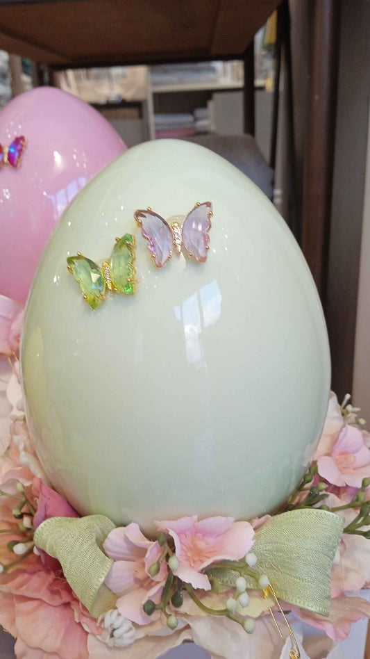 UOVO CERAMICA C/DECORO FLOREALE H.12 CM.