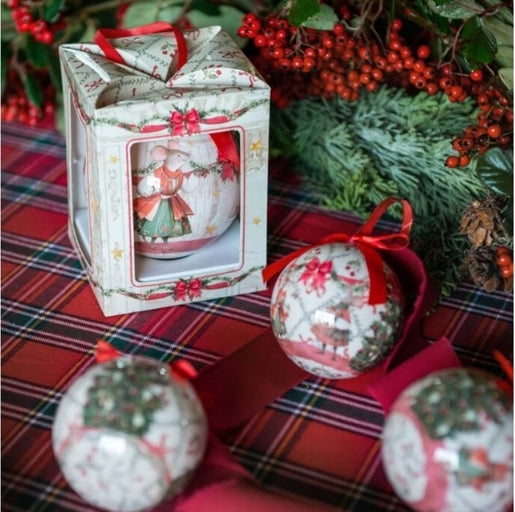 SCATOLA CON DECORO (DIA.10 CM) ASS. "FAVOLE DI NATALE"