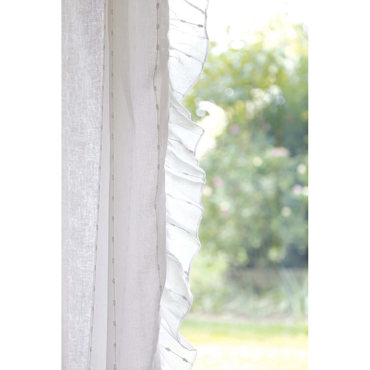Set di 2 tende lunghe in plumetis con gala laterale, bianco
