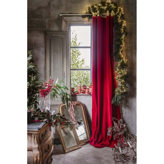 TENDA IN VELLUTO CON PASSANTI AD ANELLO "RED VELVET"