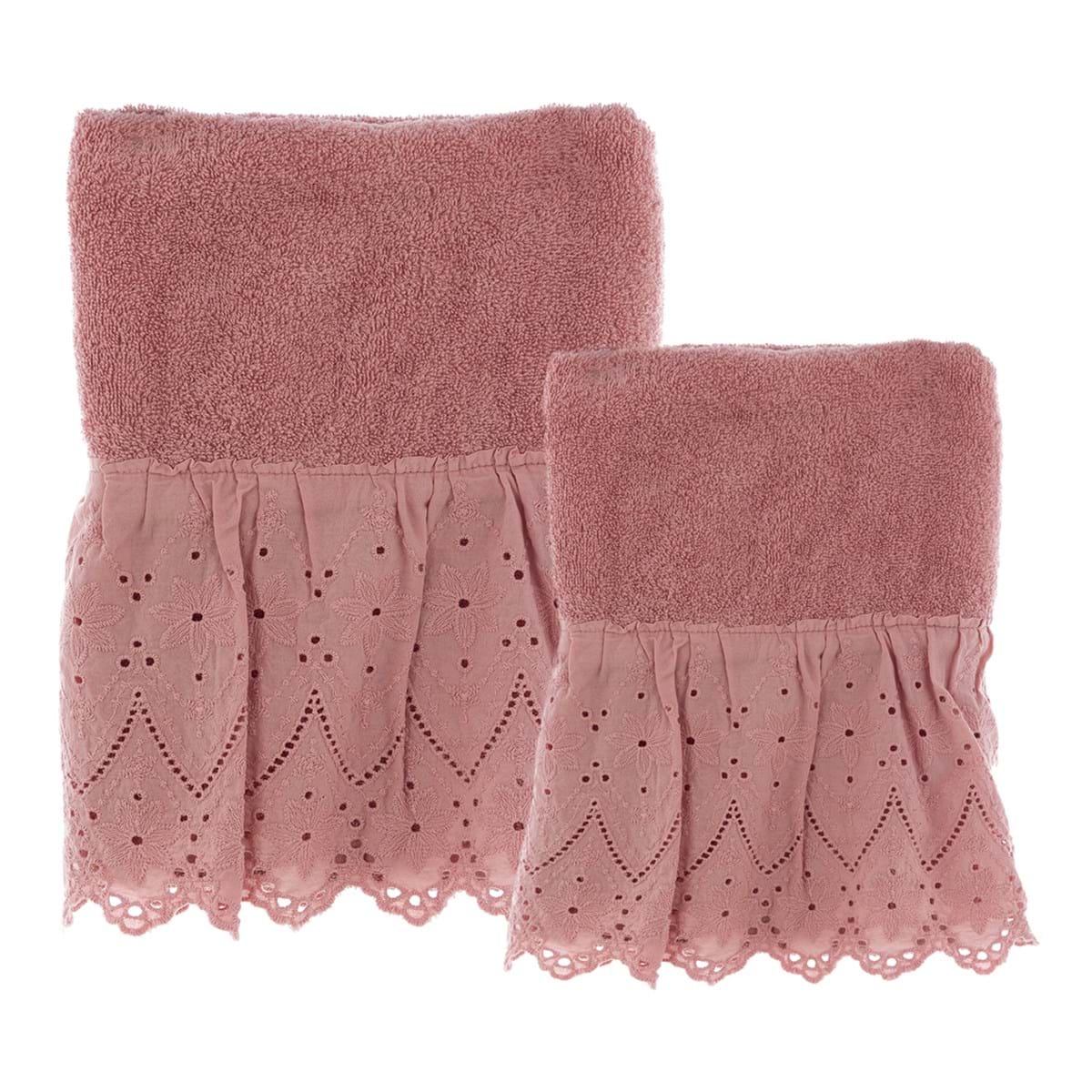 SET 2 ASCIUGAMANI "FIOR DI SANGALLO" 40X60cm + 60X110cm