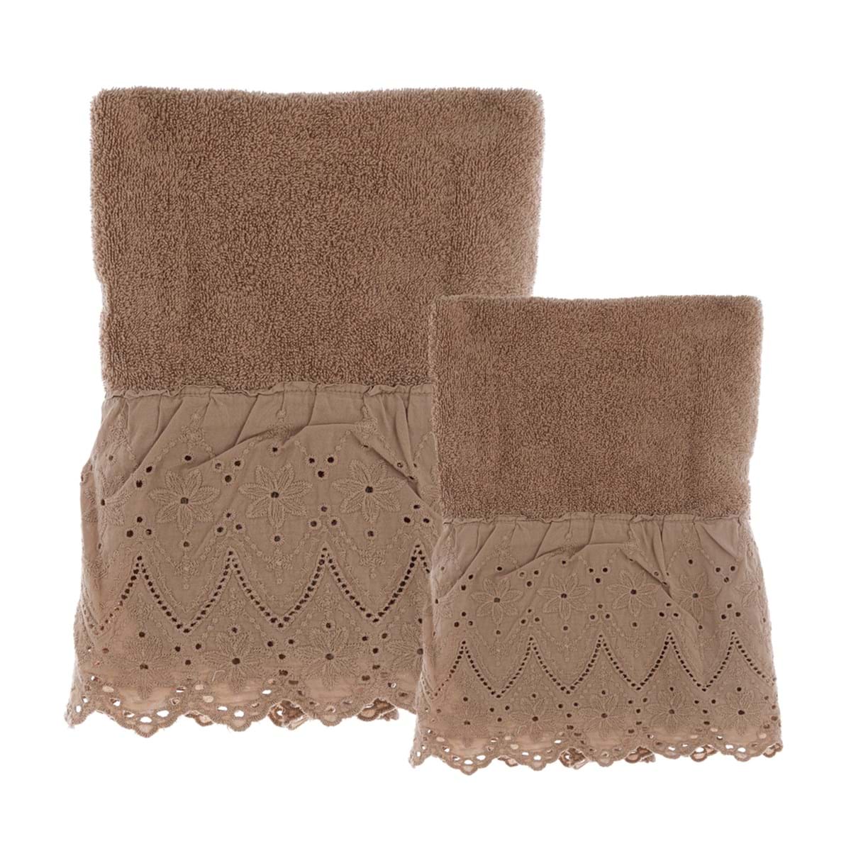 SET 2 ASCIUGAMANI "FIOR DI SANGALLO" 40X60cm + 60X110cm