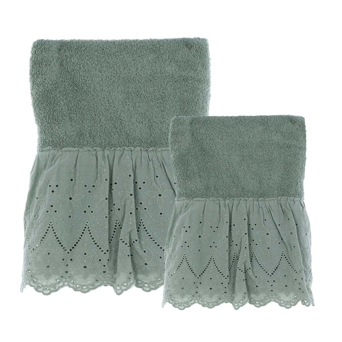 SET 2 ASCIUGAMANI "FIOR DI SANGALLO" 40X60cm + 60X110cm