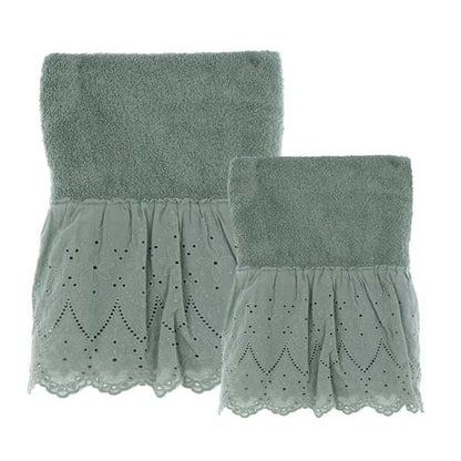 COPPIA ASCIUGAMANO + OSPITE SANGALLO TINTO CAPO 450GSM “FIOR DI SANGALLO”