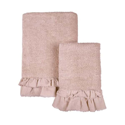 COPPIA ASCIUGAMANI CON GALA IN VOILE 450GSM "NUVOLE DI VOILE"