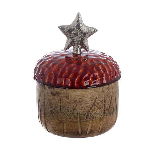 CONTENITORE GHIANDA CON COPERCHIO A STELLA "SOGNO DI BOSCO"