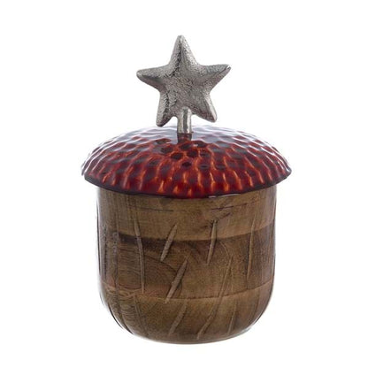CONTENITORE GHIANDA CON COPERCHIO A STELLA "SOGNO DI BOSCO"