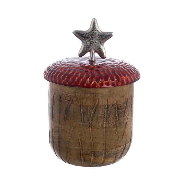 CONTENITORE GHIANDA CON COPERCHIO A STELLA "SOGNO DI BOSCO"