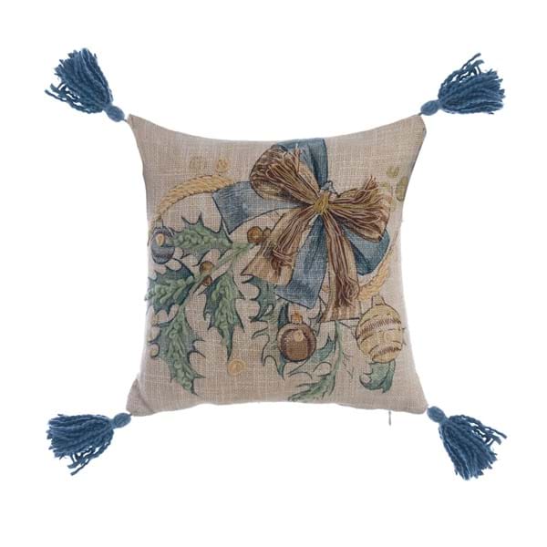 CUSCINO STAMPATO E RICAMATO CON NAPPE "INTRECCI DI SOGNO"