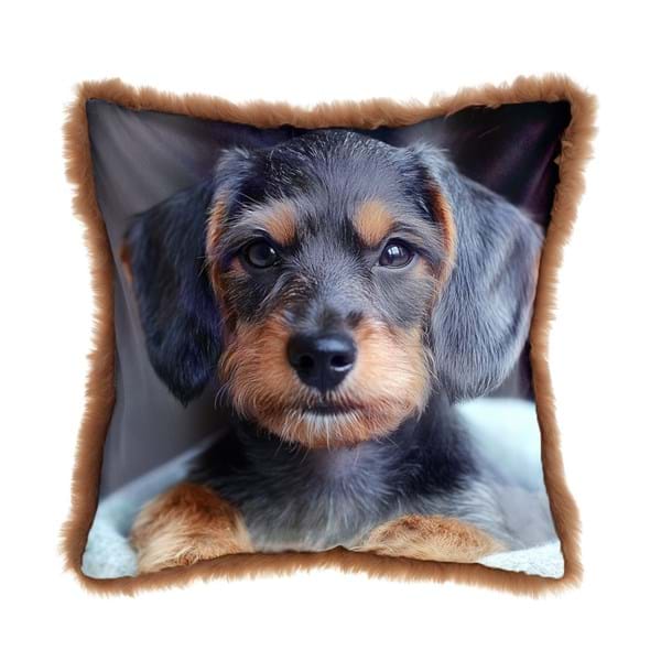 CUSCINO STAMPATO CON ECO PELLICCIA