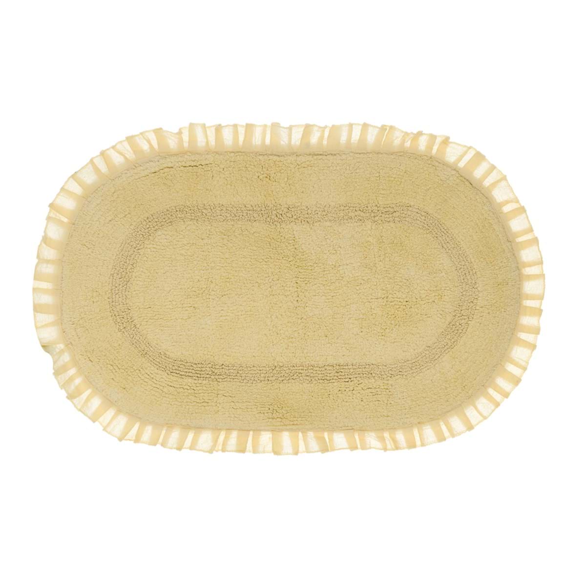 Tappeto bagno in cotone con gala Bagno Chiaro, giallo, 50 x 80 cm