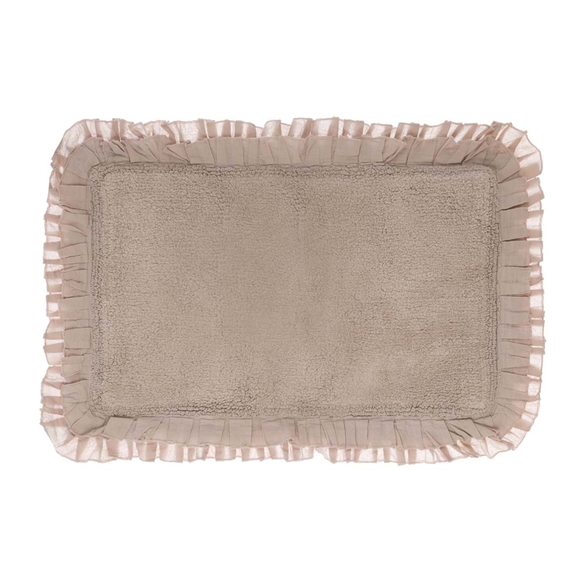 Tappeto bagno in cotone con doppia gala Bagno Chiaro, tortora, 50 x 80 cm
