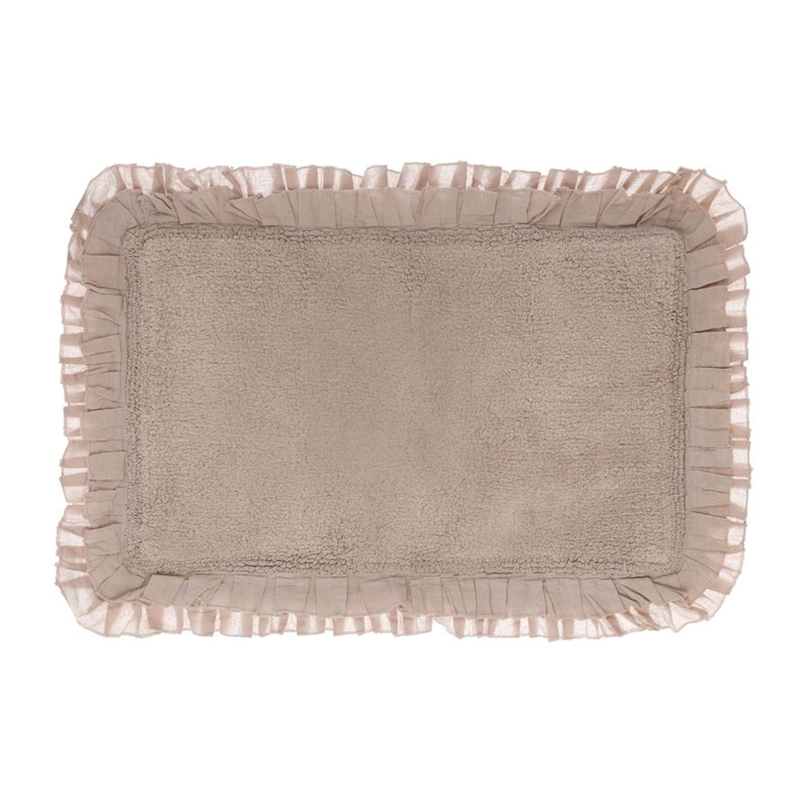 Tappeto bagno in cotone con doppia gala Bagno Chiaro, tortora, 50 x 80 cm
