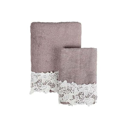 COPPIA ASCIUGAMANI CON PIZZO "MERLETTO"