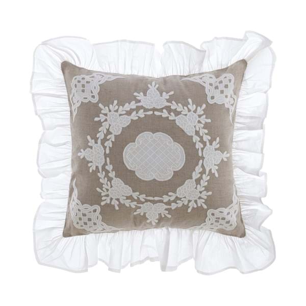 CUSCINO CON APPLICAZIONI E GALA "BREZZA DI SANGALLO" - Blanc Mariclo Arredamento Italiano Shabby Chic - Foto 1