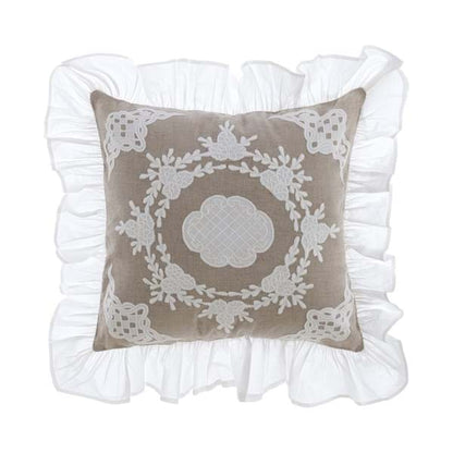 CUSCINO CON APPLICAZIONI E GALA "BREZZA DI SANGALLO" - Blanc Mariclo Arredamento Italiano Shabby Chic - Foto 1