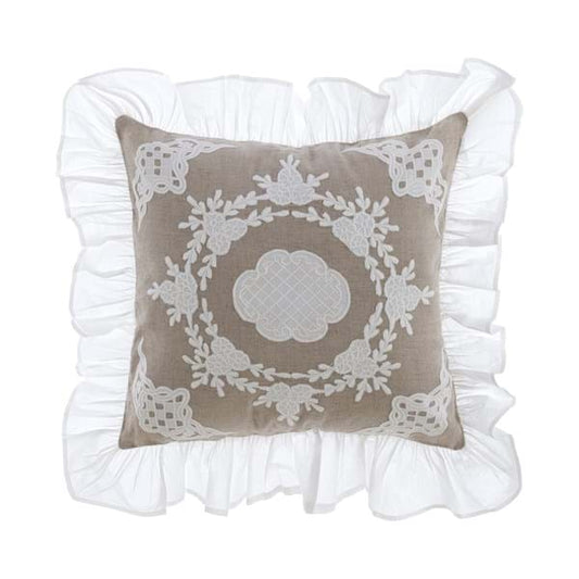 CUSCINO CON APPLICAZIONI E GALA "BREZZA DI SANGALLO" - Blanc Mariclo Arredamento Italiano Shabby Chic - Foto 1