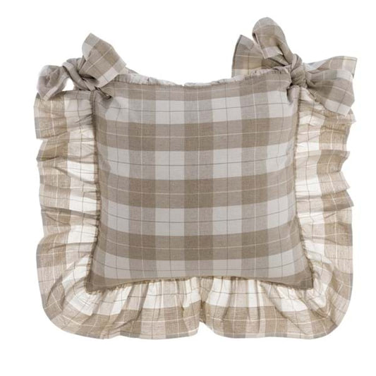 COPRI CUSCINO CON GALA 10CM "QUADRI DI COTONE" - Blanc Mariclo Arredamento Italiano Shabby Chic - Foto 1