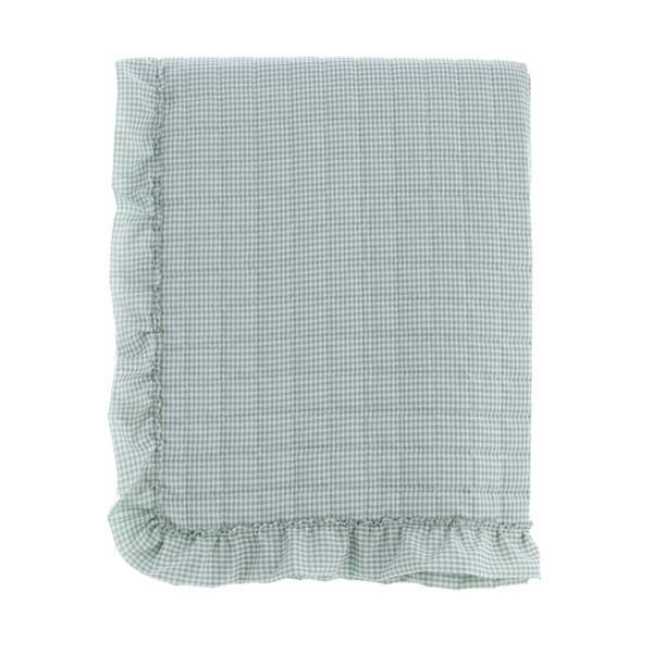 TRAPUNTA MATRIMONIALE CON GALA 290GSM "SOGNO VICHY" BLANC MARICLO' - VERDE matrimoniale