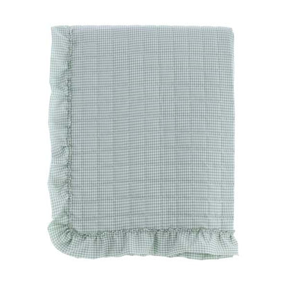 TRAPUNTA MATRIMONIALE CON GALA 290GSM "SOGNO VICHY" BLANC MARICLO' - VERDE matrimoniale