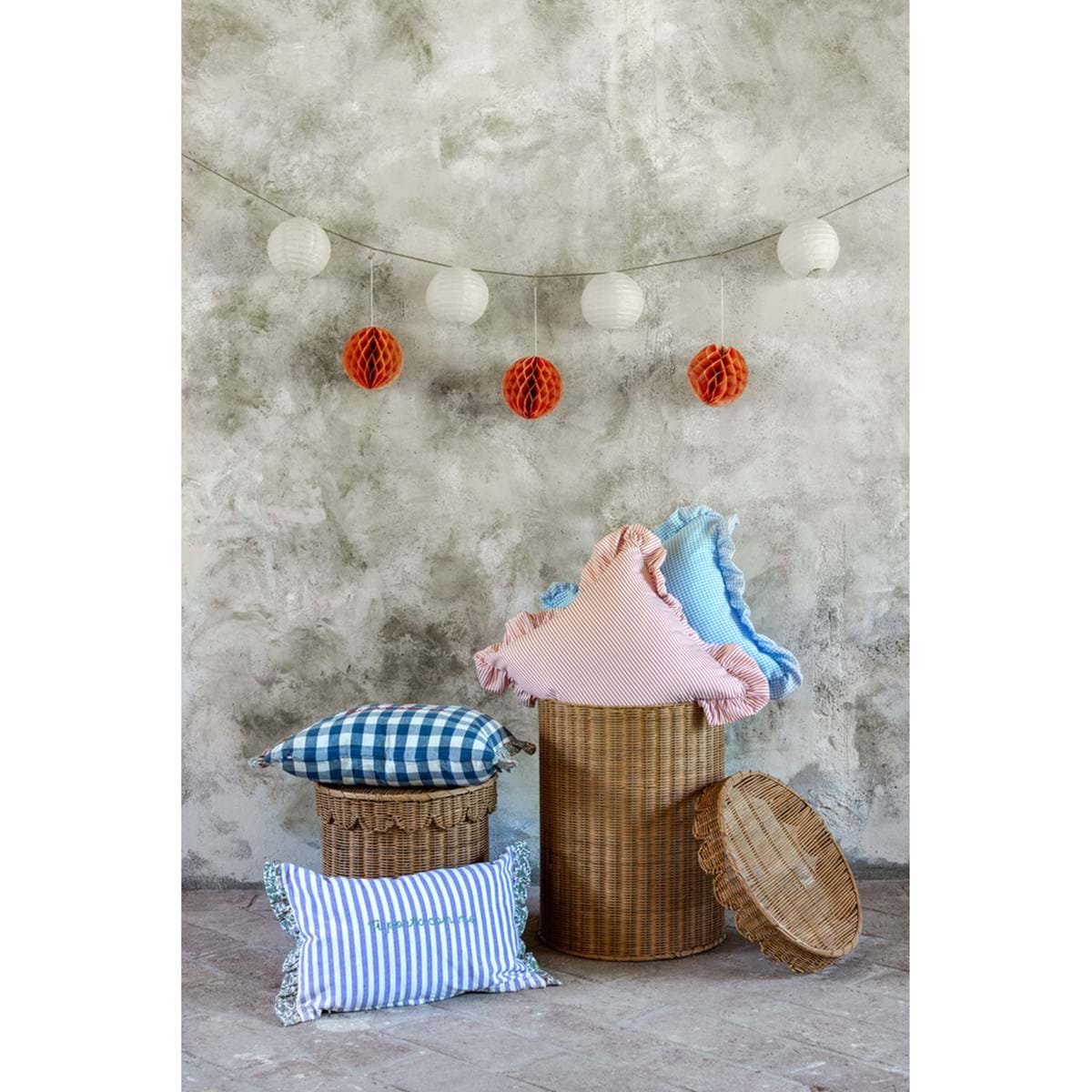 SET 2 CUSCINI CON GALA ASSORTITO 30X50 45X45 "SOGNO VICHY" di BLANC MARICLO'