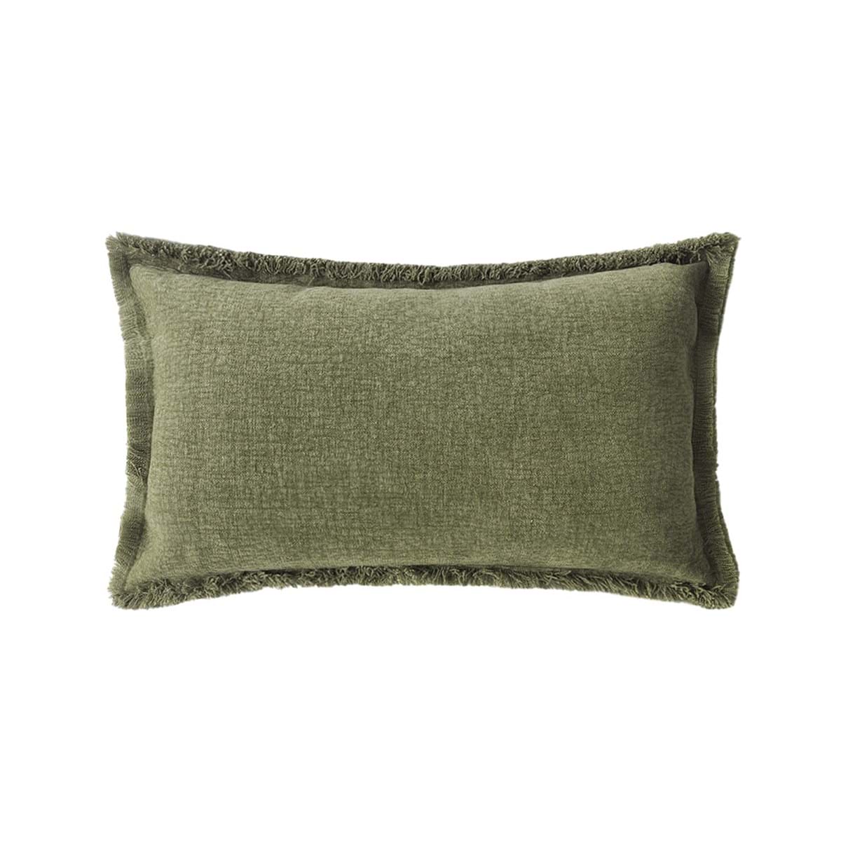 Cuscino rettangolare verde chiaro 50 x 30 cm in misto lino