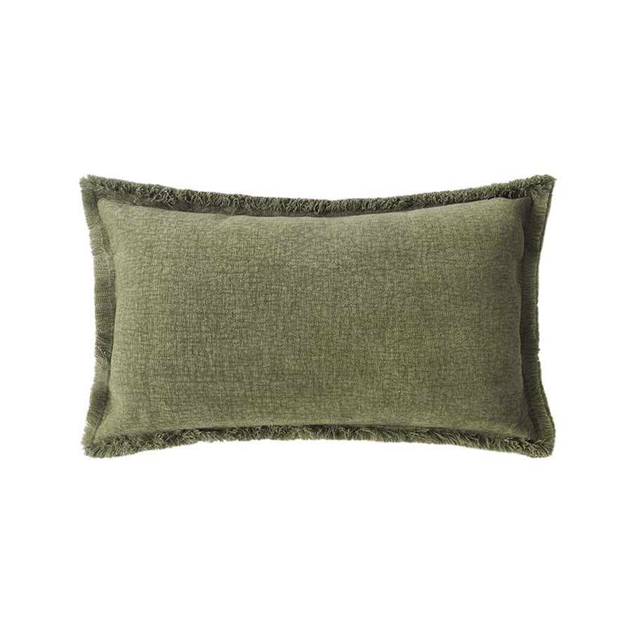 Cuscino rettangolare verde chiaro 50 x 30 cm in misto lino