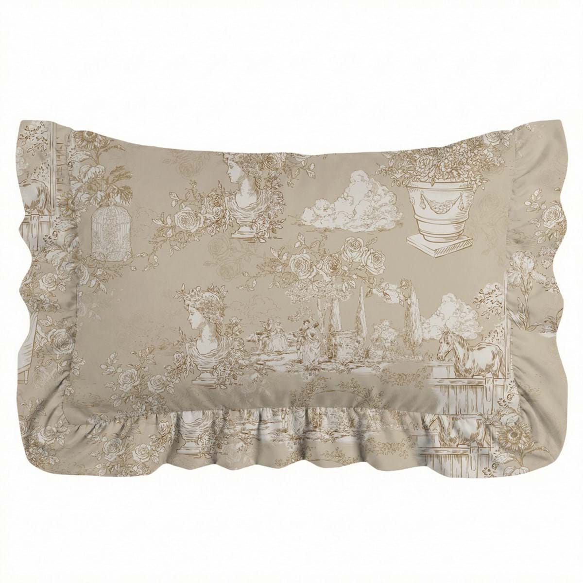 Set di 2 copriguanciali con gale Toile du Borgo, beige