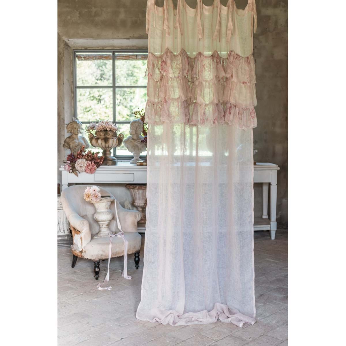 Tenda lunga con lacci in cotone Sogni in Fiore