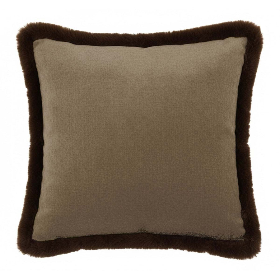 Cuscino quadrato con bordo in ecopelliccia Caldo Rifugio, beige