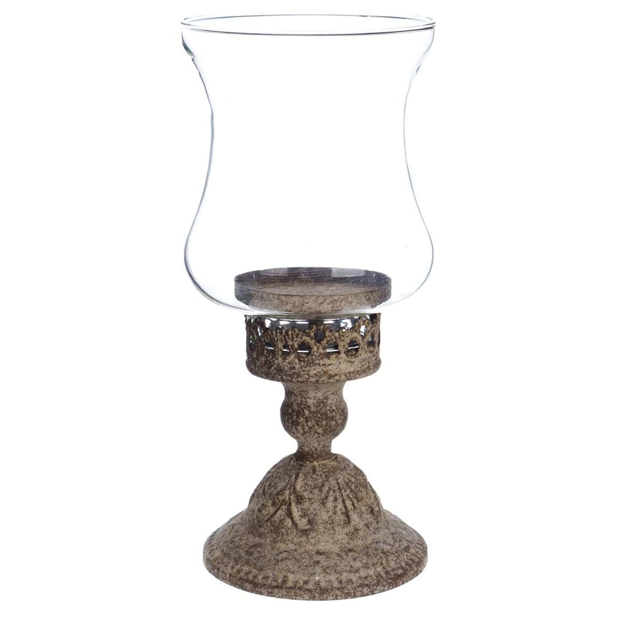 Portacandele in metallo e vetro Antica Officina, 13,50 x 13,50 x 29,50 cm