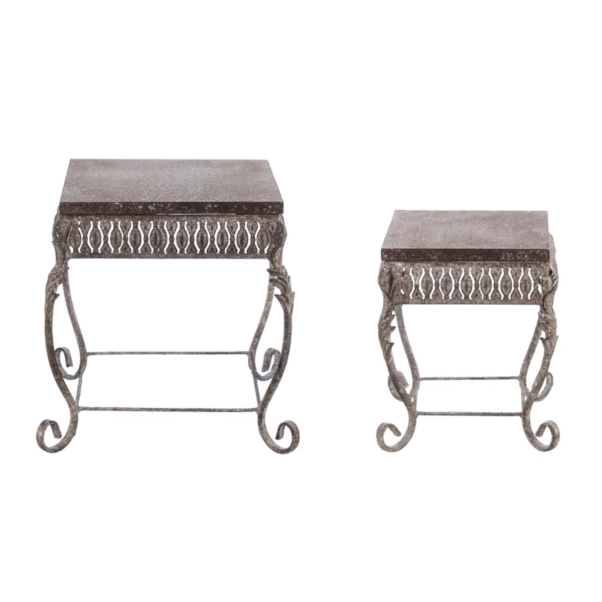 Set di due portavasi in metallo e legno Antica Officina
