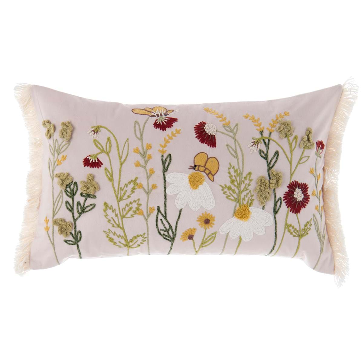Cuscino rettangolare ricamato in cotone 30 x 50 cm