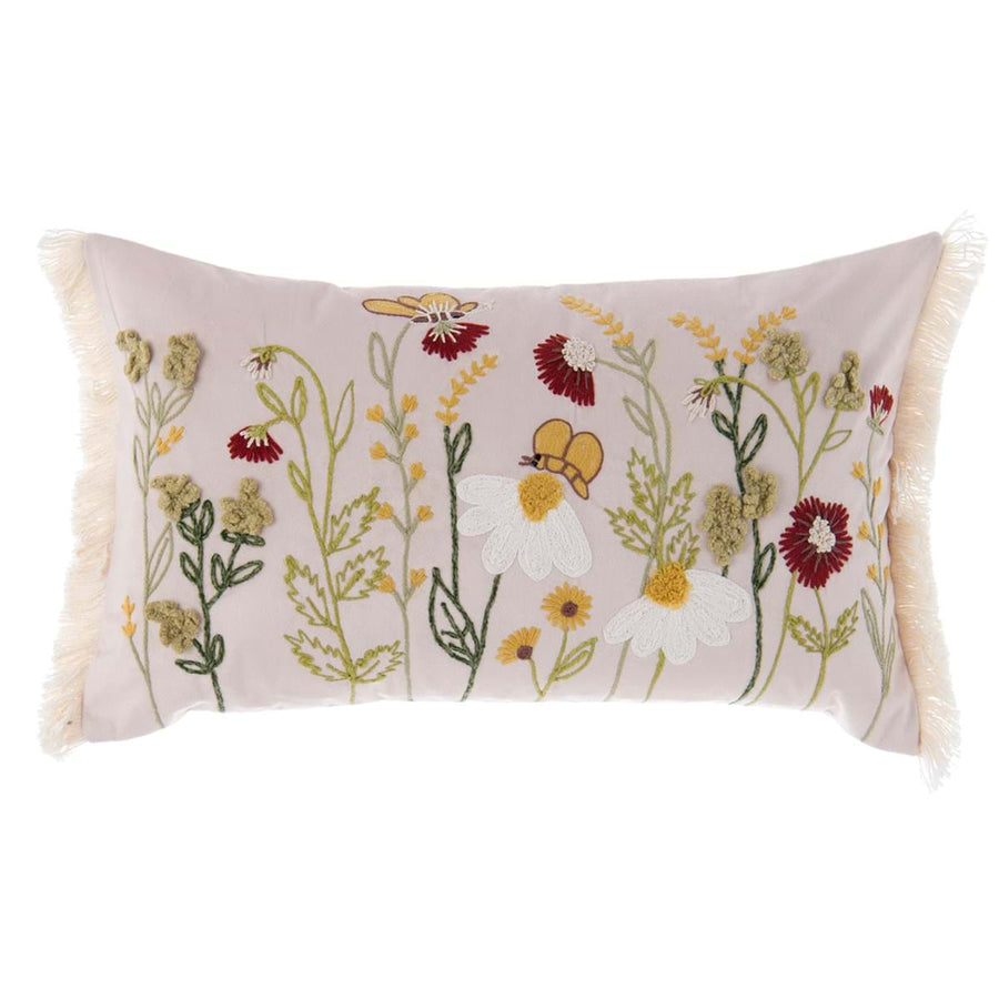 Cuscino rettangolare ricamato in cotone 30 x 50 cm