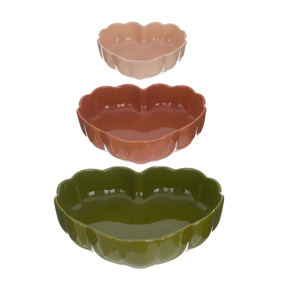 Set di tre pirofile a forma di cuore in ceramica Gelasia