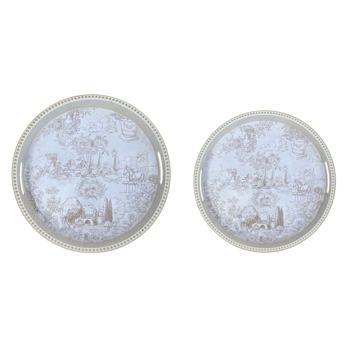 Set di due vassoi quadrati Toile du Borgo 39,5 x 39,5 cm