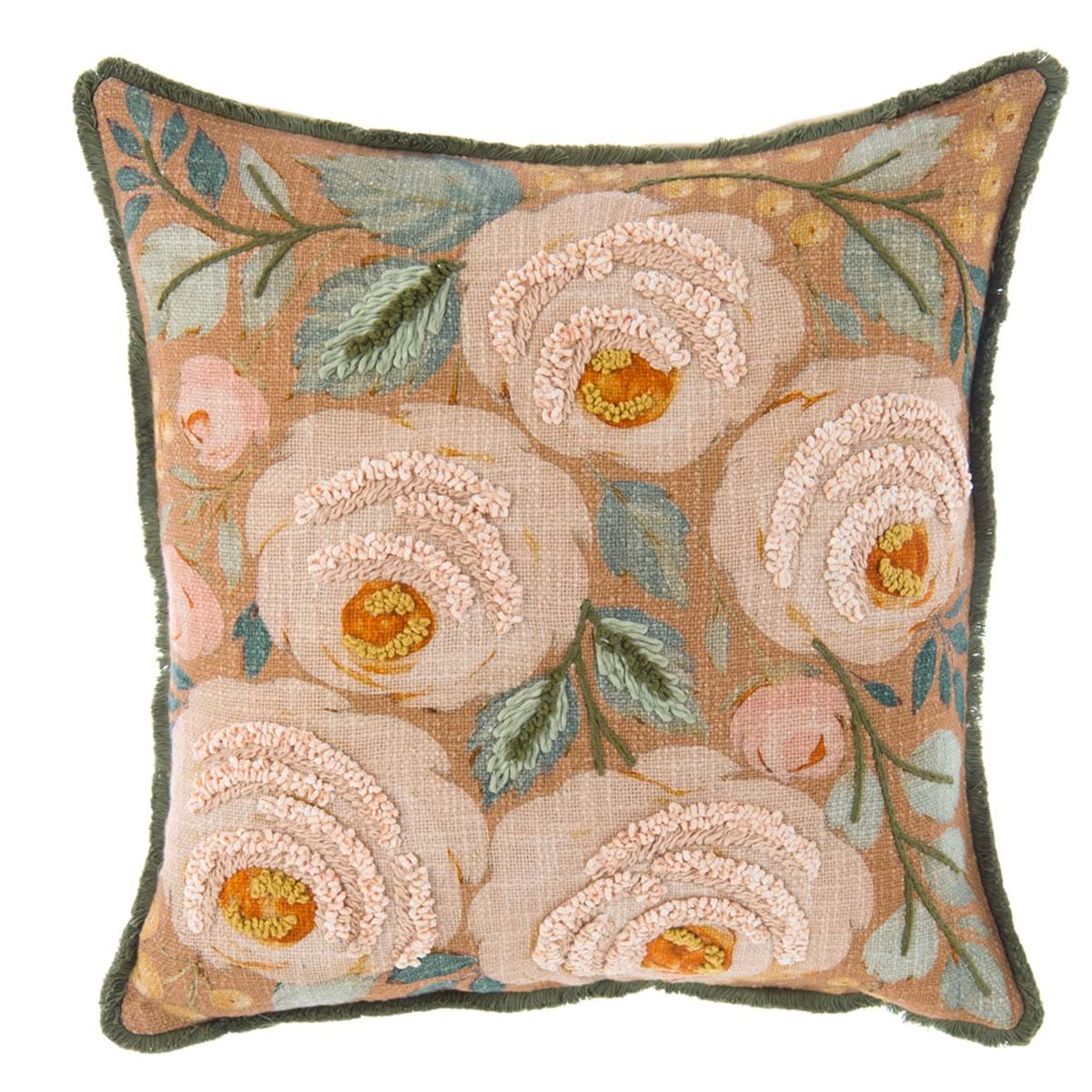 Cuscino quadrato in cotone stampato e ricamato Bloom Collection 50 x 50 cm