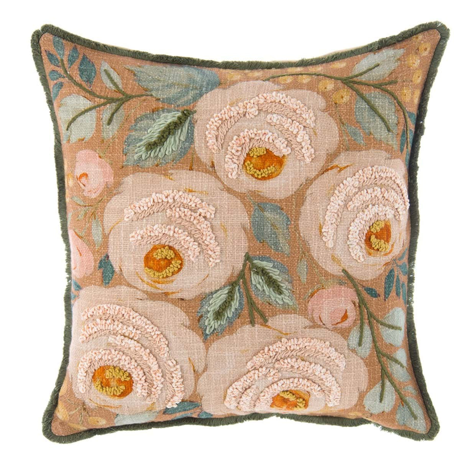 Cuscino quadrato in cotone stampato e ricamato Bloom Collection 50 x 50 cm