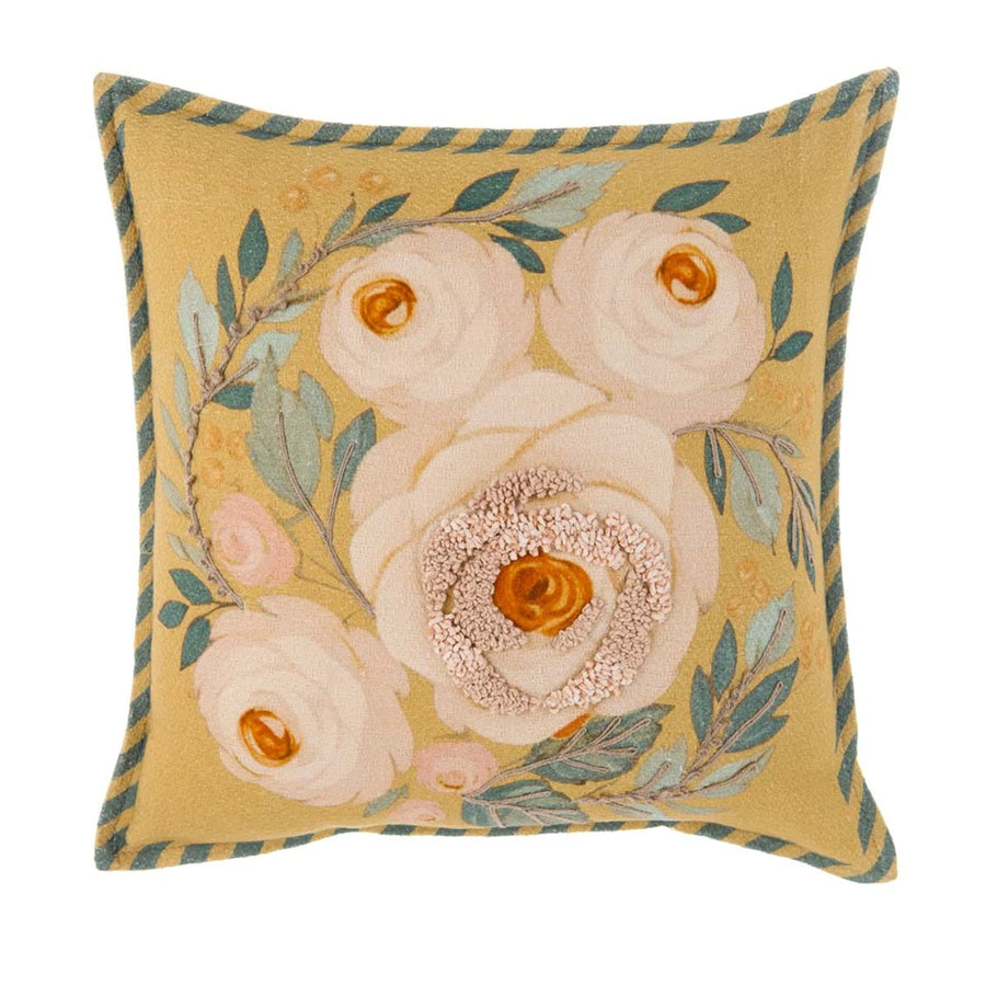 Cuscino quadrato in cotone stampato e ricamato Bloom Collection 45 x 45 cm