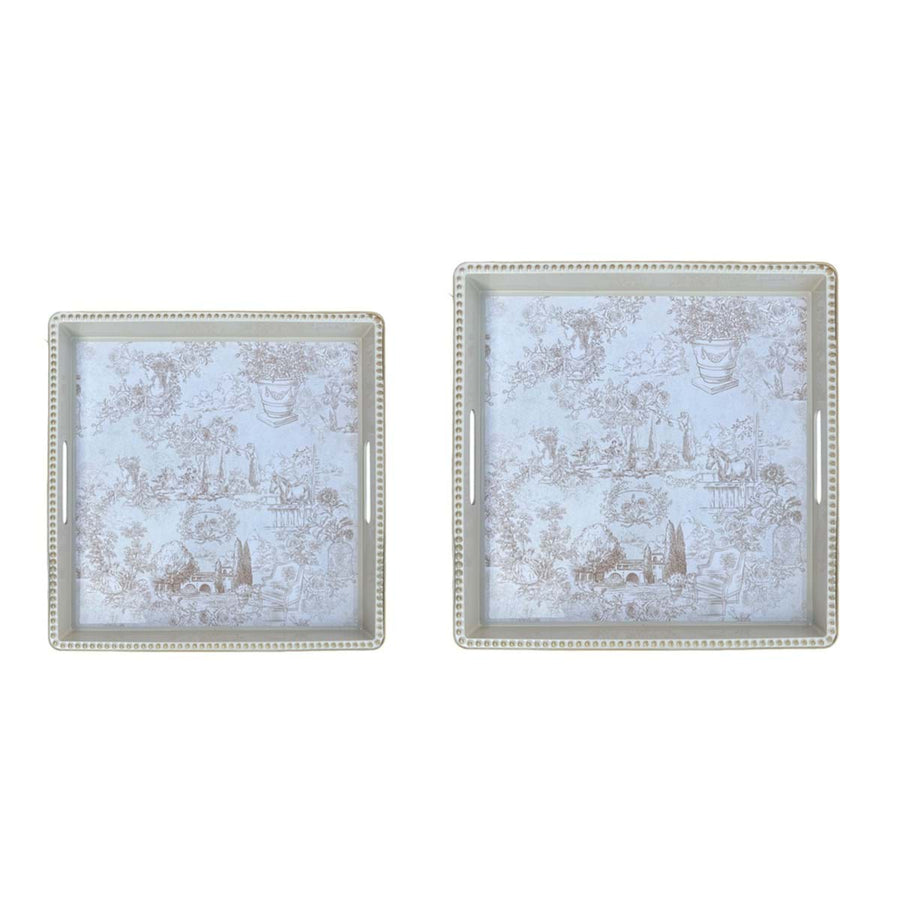 Set di due vassoi quadrati Toile du Borgo 35 x 35 cm