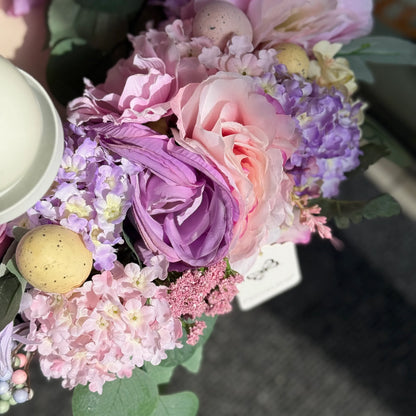 CENTRO TAVOLA FERRO BASSO CON DECORA FLOREALE D. 60 cm.